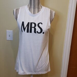 MODERN Lux. White tank with "MRS." print